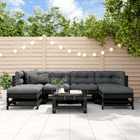Thumbnail for 7-tlg. Garten-Lounge-Set mit Kissen Schwarz Massivholz