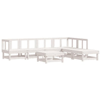 Thumbnail for 7-tlg. Garten-Lounge-Set mit Kissen Weiß Massivholz