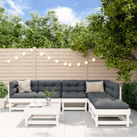Thumbnail for 7-tlg. Garten-Lounge-Set mit Kissen Weiß Massivholz