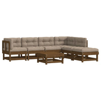 Thumbnail for 7-tlg. Garten-Lounge-Set mit Kissen Honigbraun Massivholz