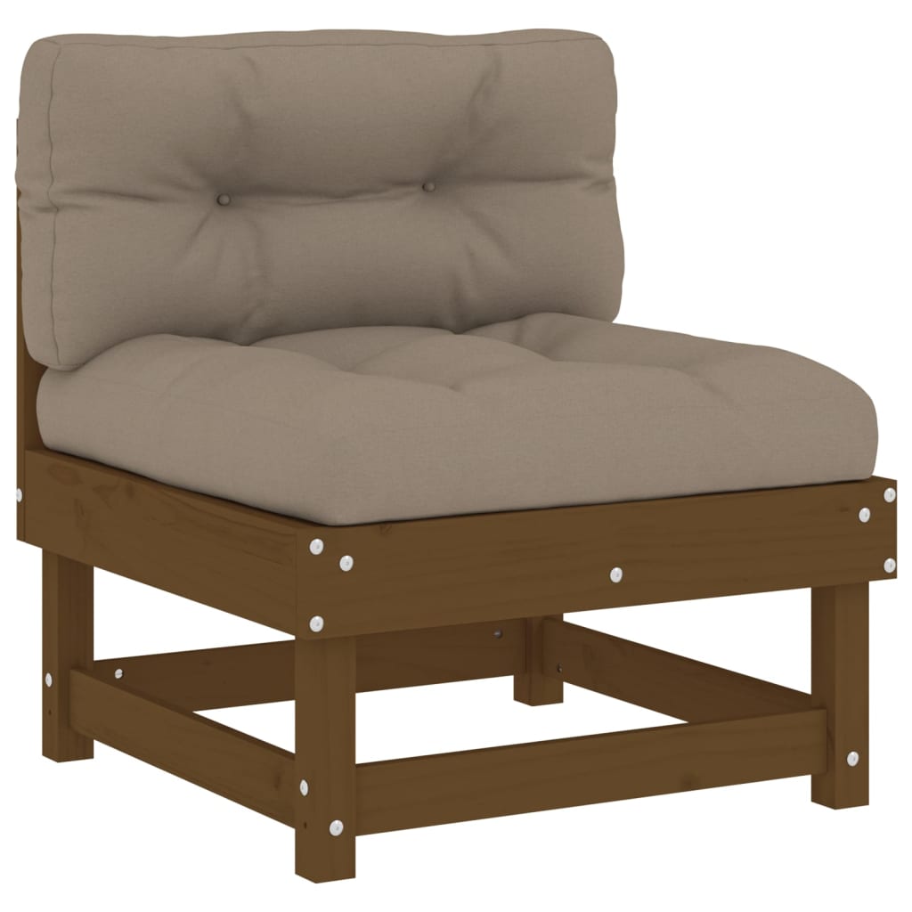 7-tlg. Garten-Lounge-Set mit Kissen Honigbraun Massivholz