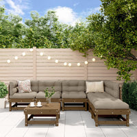 Thumbnail for 7-tlg. Garten-Lounge-Set mit Kissen Honigbraun Massivholz