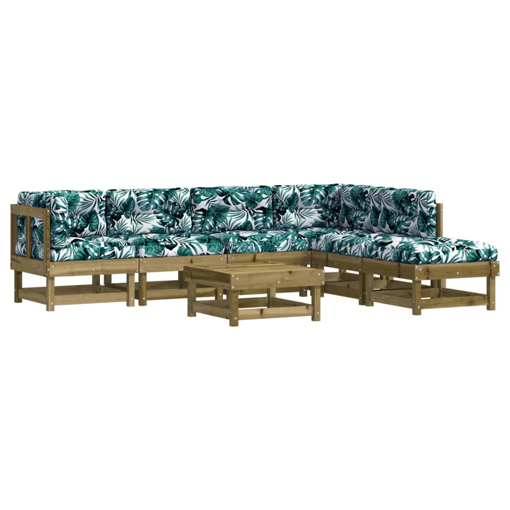 7-tlg. Garten-Lounge-Set mit Kissen Imprägniertes Kiefernholz
