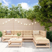 Thumbnail for 7-tlg. Garten-Lounge-Set mit Kissen Massivholz