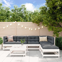 Thumbnail for 7-tlg. Garten-Lounge-Set mit Kissen Weiß Massivholz