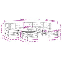 Thumbnail for 7-tlg. Garten-Lounge-Set mit Kissen Grau Massivholz
