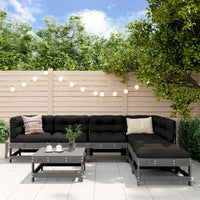 Thumbnail for 7-tlg. Garten-Lounge-Set mit Kissen Grau Massivholz