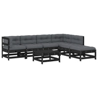 Thumbnail for 7-tlg. Garten-Lounge-Set mit Kissen Schwarz Massivholz