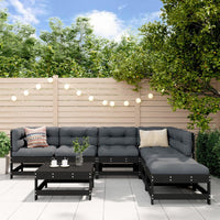 Thumbnail for 7-tlg. Garten-Lounge-Set mit Kissen Schwarz Massivholz
