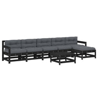 Thumbnail for 7-tlg. Garten-Lounge-Set mit Kissen Schwarz Massivholz