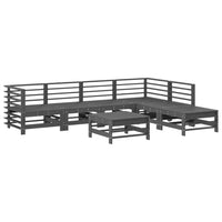 Thumbnail for 7-tlg. Garten-Lounge-Set mit Kissen Grau Massivholz