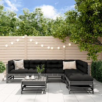 Thumbnail for 7-tlg. Garten-Lounge-Set mit Kissen Grau Massivholz
