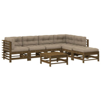 Thumbnail for 7-tlg. Garten-Lounge-Set mit Kissen Honigbraun Massivholz