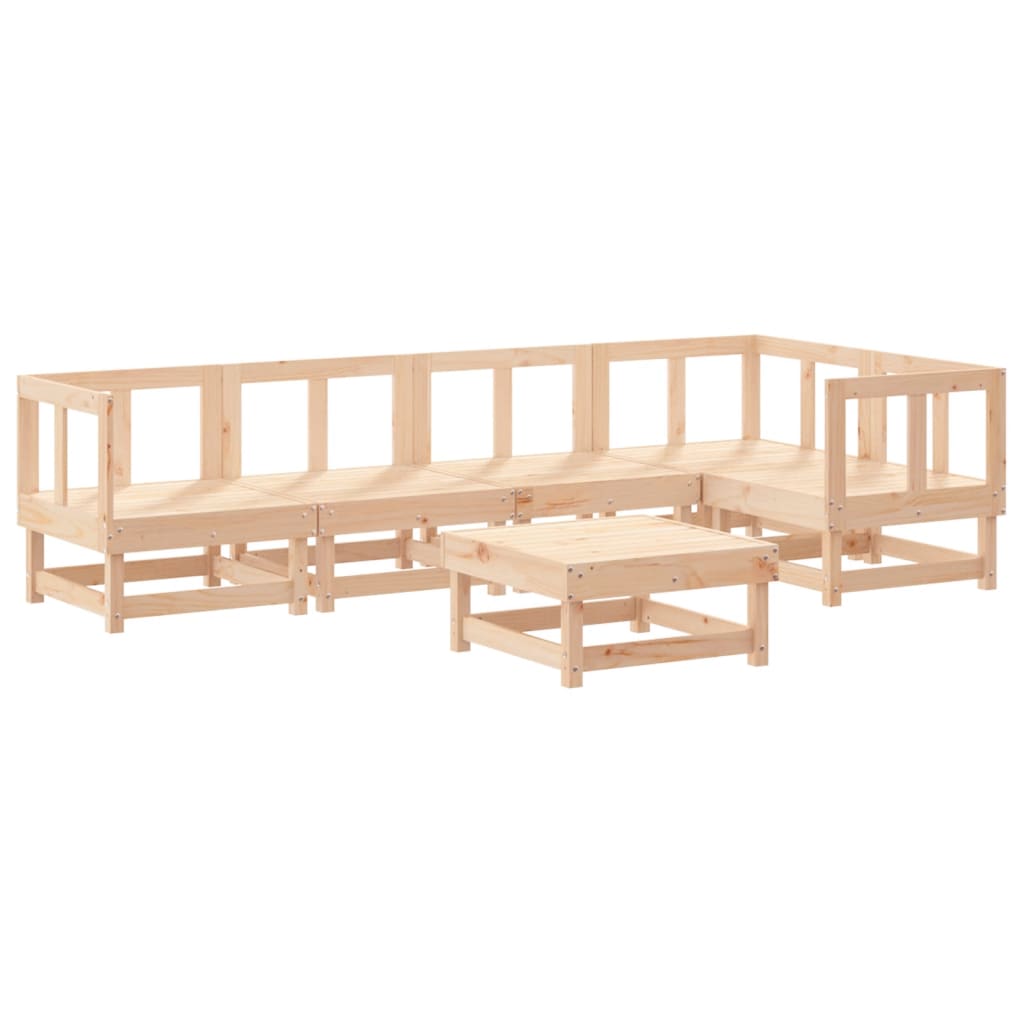 6-tlg. Garten-Lounge-Set mit Kissen Massivholz