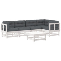 Thumbnail for 6-tlg. Garten-Lounge-Set mit Kissen Weiß Massivholz