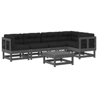 Thumbnail for 6-tlg. Garten-Lounge-Set mit Kissen Grau Massivholz