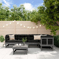 Thumbnail for 6-tlg. Garten-Lounge-Set mit Kissen Grau Massivholz