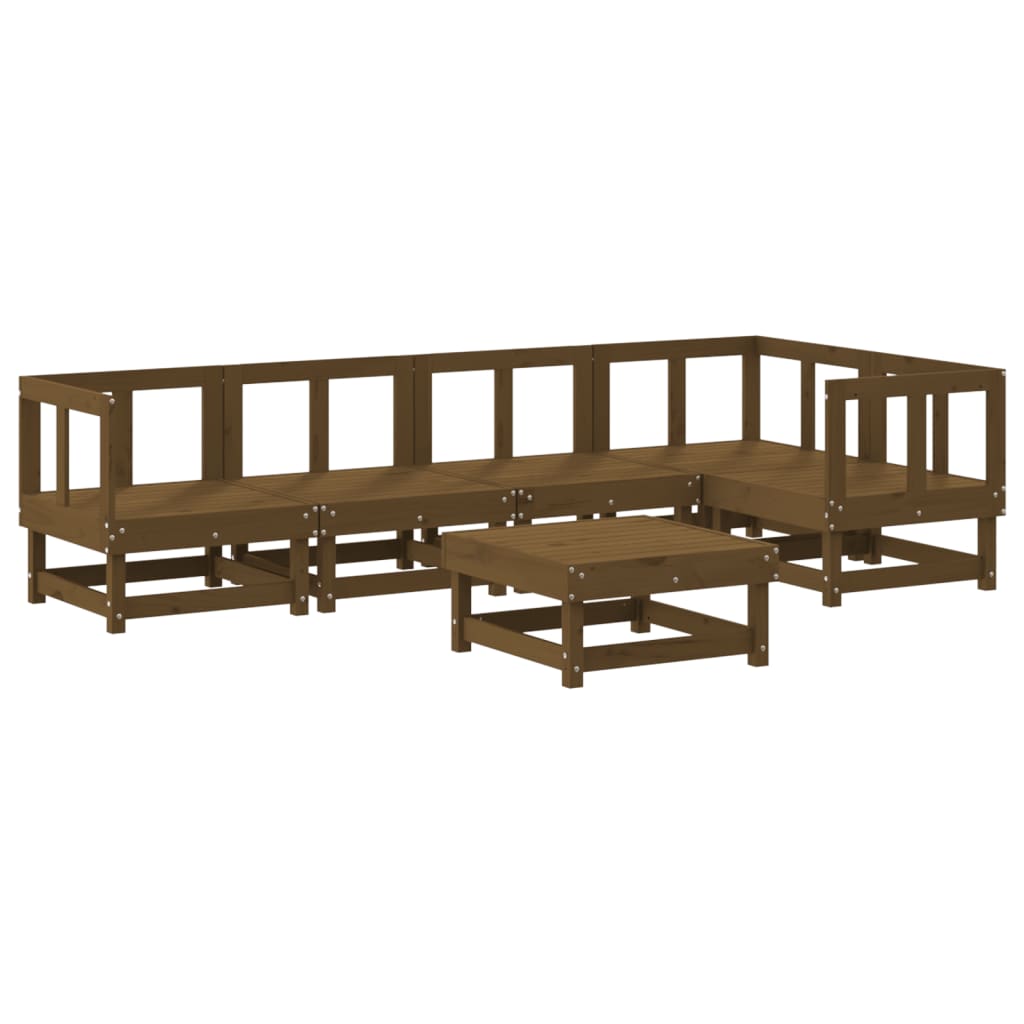 6-tlg. Garten-Lounge-Set mit Kissen Honigbraun Massivholz