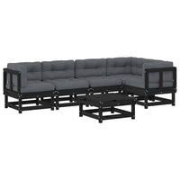 Thumbnail for 6-tlg. Garten-Lounge-Set mit Kissen Schwarz Massivholz