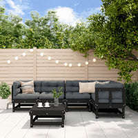 Thumbnail for 6-tlg. Garten-Lounge-Set mit Kissen Schwarz Massivholz