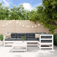 Thumbnail for 6-tlg. Garten-Lounge-Set mit Kissen Weiß Massivholz