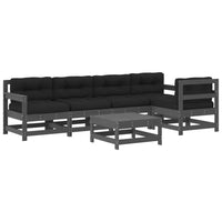Thumbnail for 6-tlg. Garten-Lounge-Set mit Kissen Grau Massivholz