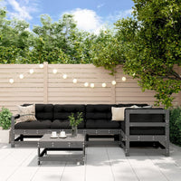 Thumbnail for 6-tlg. Garten-Lounge-Set mit Kissen Grau Massivholz