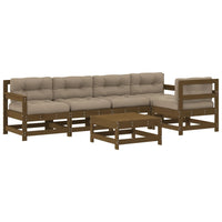 Thumbnail for 6-tlg. Garten-Lounge-Set mit Kissen Honigbraun Massivholz