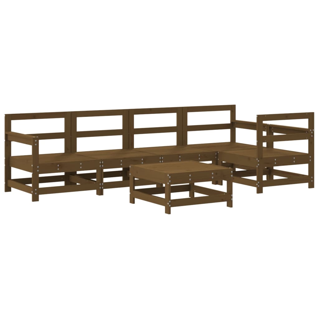 6-tlg. Garten-Lounge-Set mit Kissen Honigbraun Massivholz