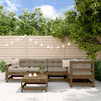 Thumbnail for 6-tlg. Garten-Lounge-Set mit Kissen Honigbraun Massivholz