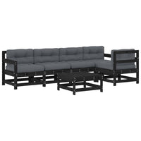 Thumbnail for 6-tlg. Garten-Lounge-Set mit Kissen Schwarz Massivholz