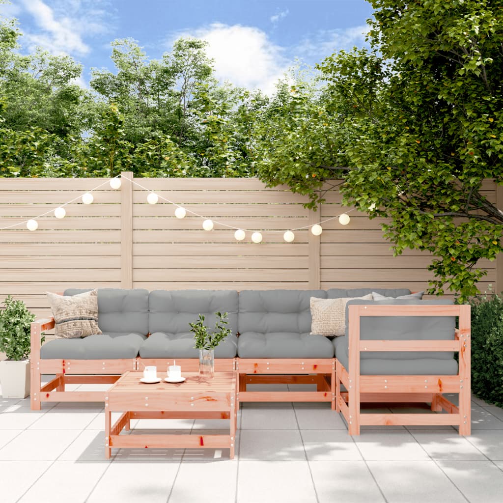 6-tlg. Garten-Lounge-Set mit Kissen Massivholz Douglasie