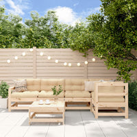 Thumbnail for 6-tlg. Garten-Lounge-Set mit Kissen Massivholz