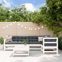 Thumbnail for 6-tlg. Garten-Lounge-Set mit Kissen Weiß Massivholz