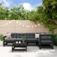 Thumbnail for 6-tlg. Garten-Lounge-Set mit Kissen Schwarz Massivholz