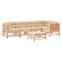 Thumbnail for 6-tlg. Garten-Lounge-Set mit Kissen Massivholz