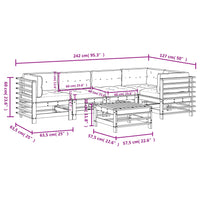 Thumbnail for 6-tlg. Garten-Lounge-Set mit Kissen Grau Massivholz