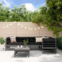 Thumbnail for 6-tlg. Garten-Lounge-Set mit Kissen Grau Massivholz