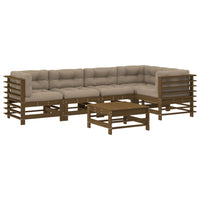 Thumbnail for 6-tlg. Garten-Lounge-Set mit Kissen Honigbraun Massivholz