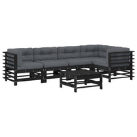 Thumbnail for 6-tlg. Garten-Lounge-Set mit Kissen Schwarz Massivholz