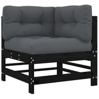 Thumbnail for 6-tlg. Garten-Lounge-Set mit Kissen Schwarz Massivholz