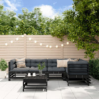 Thumbnail for 6-tlg. Garten-Lounge-Set mit Kissen Schwarz Massivholz