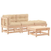 Thumbnail for 4-tlg. Garten-Lounge-Set mit Kissen Massivholz