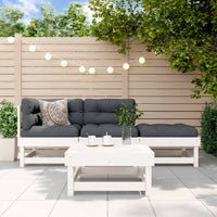 Thumbnail for 4-tlg. Garten-Lounge-Set mit Kissen Weiß Massivholz