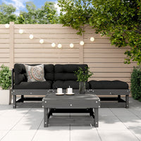 Thumbnail for 4-tlg. Garten-Lounge-Set mit Kissen Grau Massivholz