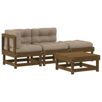 Thumbnail for 4-tlg. Garten-Lounge-Set mit Kissen Honigbraun Massivholz