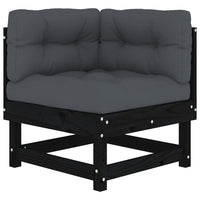 Thumbnail for 4-tlg. Garten-Lounge-Set mit Kissen Schwarz Massivholz
