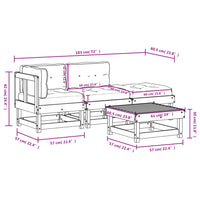 Thumbnail for 4-tlg. Garten-Lounge-Set mit Kissen Schwarz Massivholz