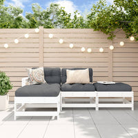 Thumbnail for 4-tlg. Garten-Lounge-Set mit Kissen Weiß Massivholz