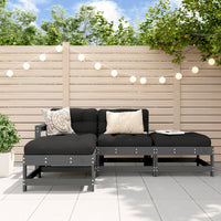 Thumbnail for 4-tlg. Garten-Lounge-Set mit Kissen Grau Massivholz